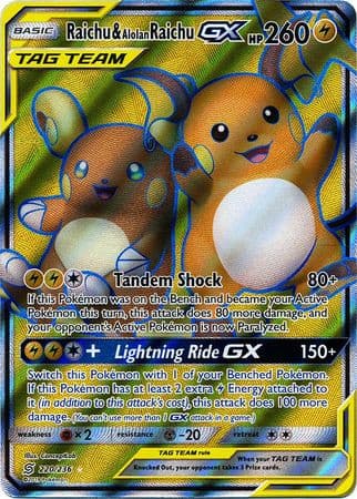 Raichu & Alolan Raichu GX - 220/236 - Full Art Ultra Rare xccscss.