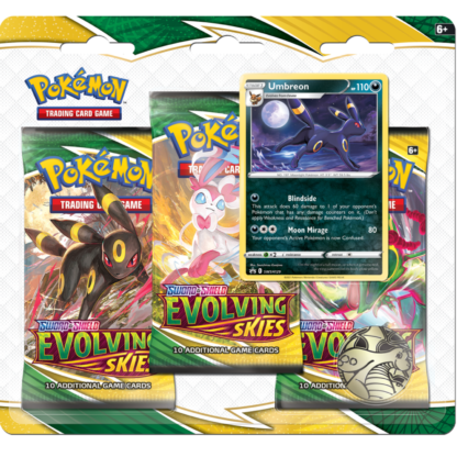 Pokémon TCG Sword & Shield Evolving Skies 3 Pack Blister (Umbreon) xccscss.