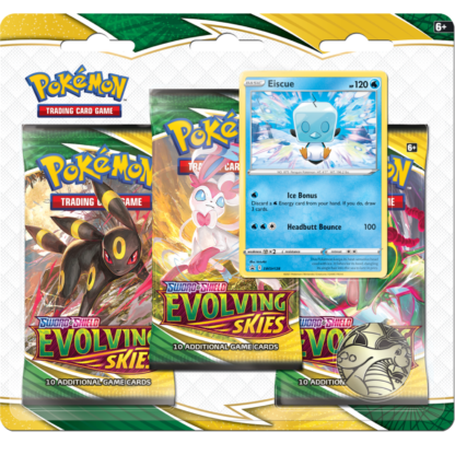 Pokémon TCG Sword & Shield Evolving Skies 3 Pack Blister (Eiscue) xccscss.