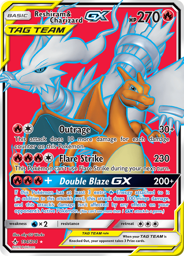 Reshiram & Charizard GX 194/214 pokemon unbroken bonds xccscss.