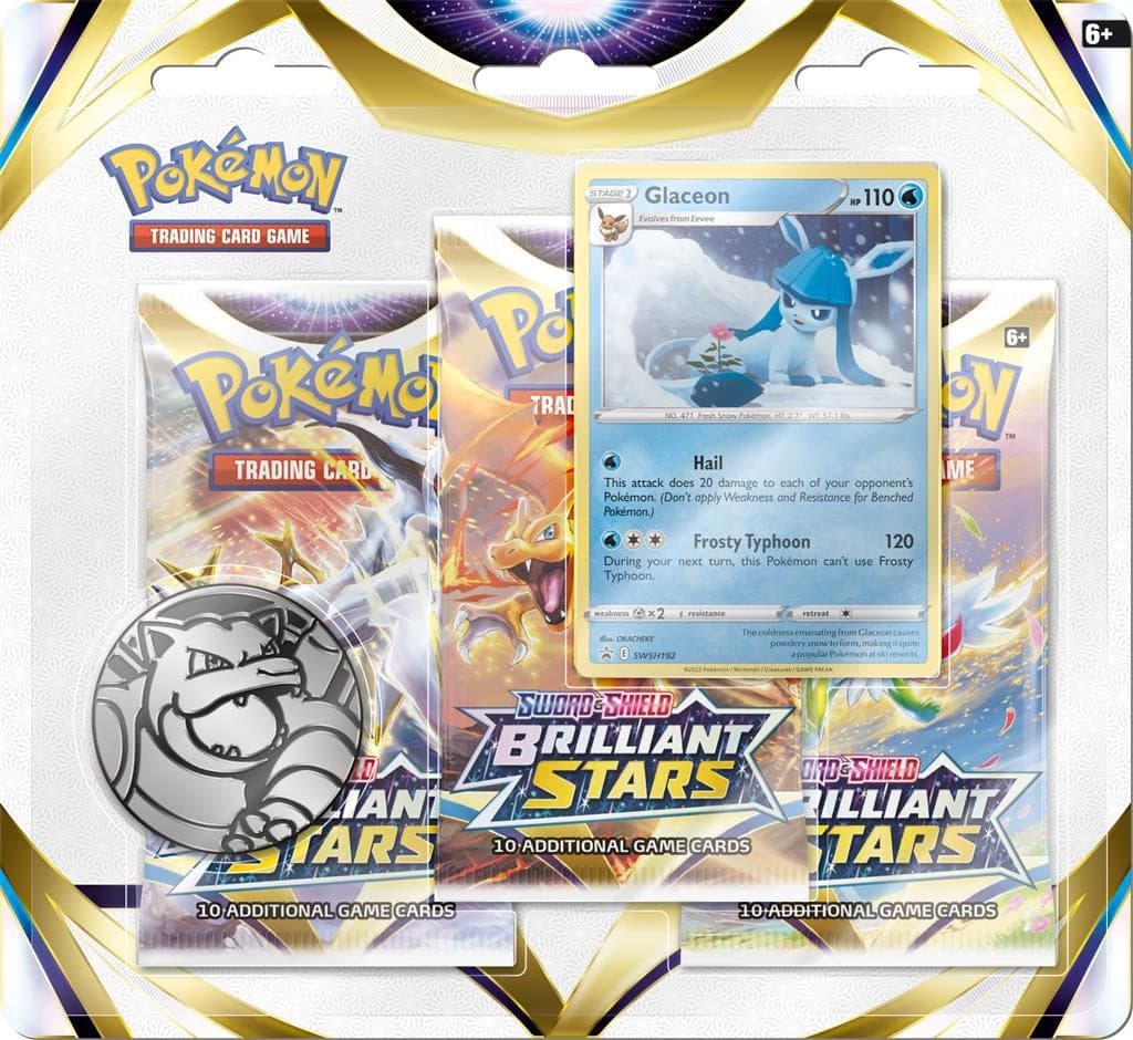 Pokémon TCG Sword & Shield: Brilliant Stars 3 booster blister Glaceon xccscss.