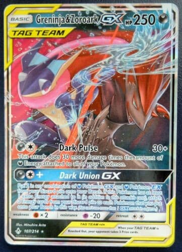 GRENINJA & ZOROARK GX 107/214 SM UNBROKEN BONDS ULTRA RARE xccscss.