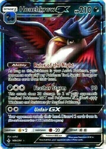 Honchkrow GX UNBROKEN BONDS -ULTRA RARE 109/214 S & M Pokemon Card NM/MT xccscss.