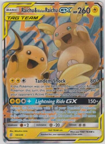 Raichu & Alolan Raichu GX - 54/236 - Ultra Rare xccscss.