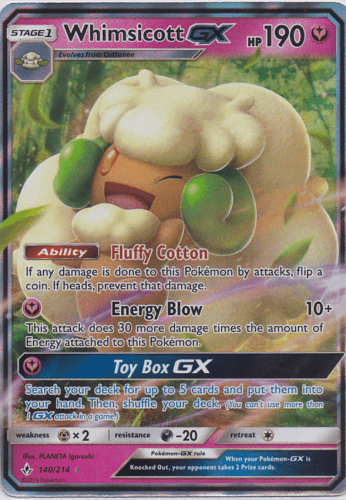 Whimsicott GX 140/214 Regular Art Pokemon Card (Sun & Moon Unbroken Bonds) xccscss.